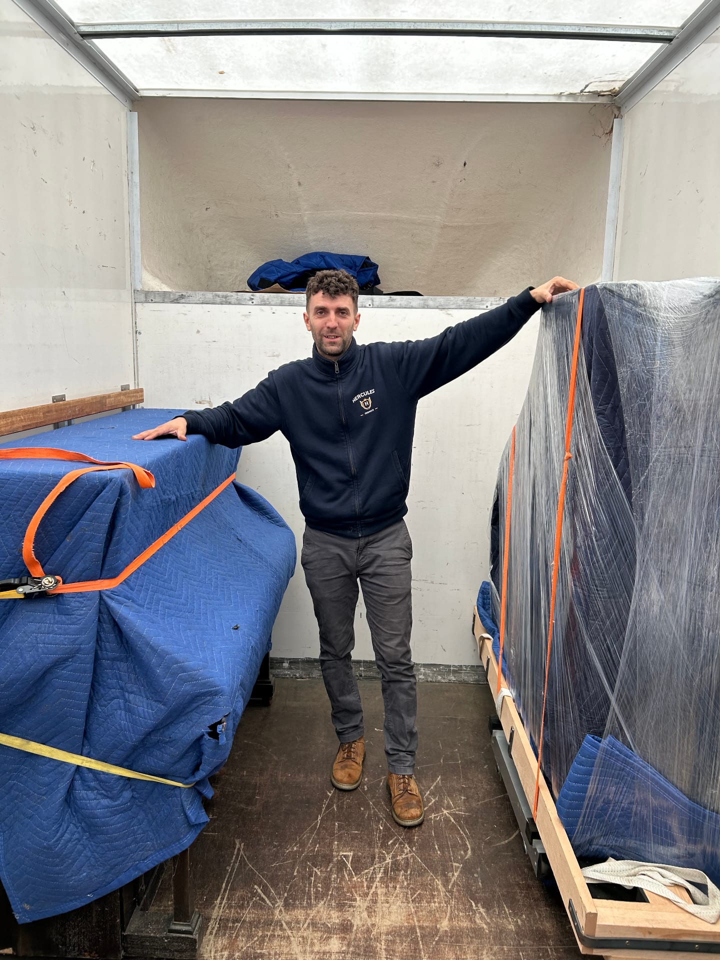 Mover in conservatory with wrapped item